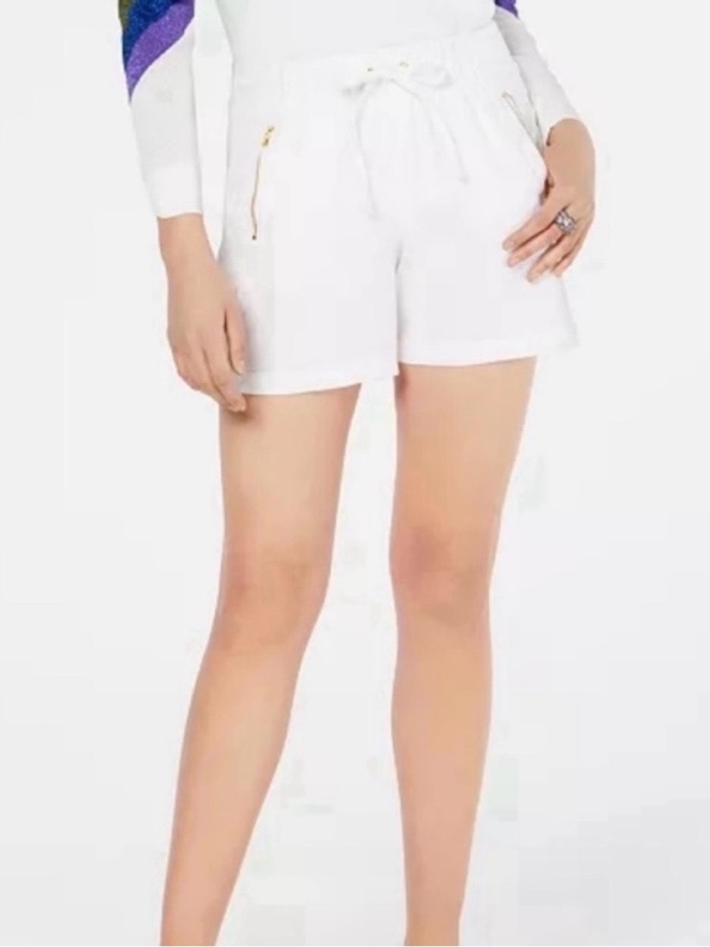 ❤️ INC International Concepts White Zipper-Pocket Shorts - Size Large